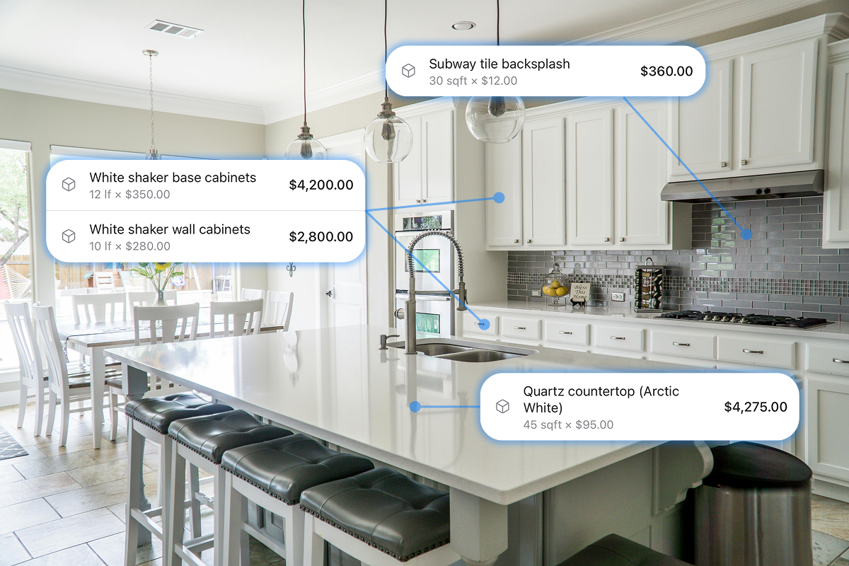 AI analyzing a photo of a room to generate a construction estimate